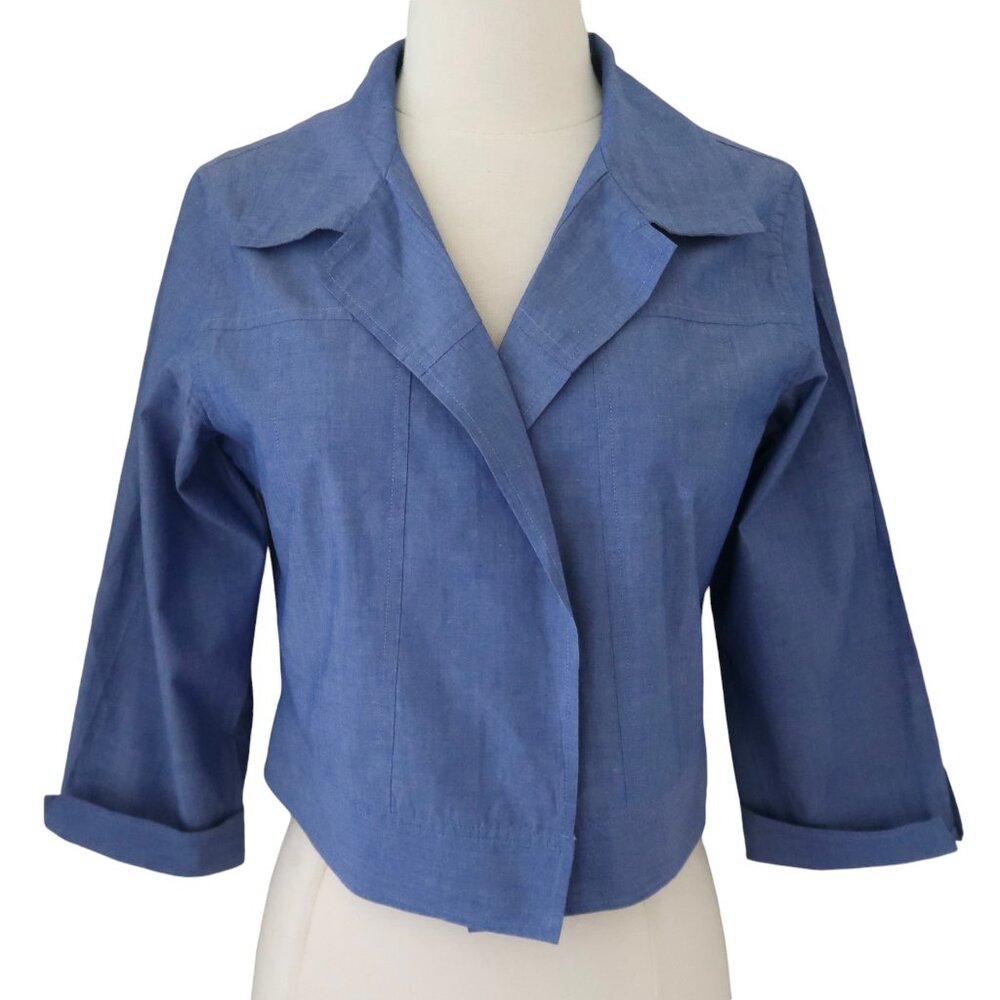 SYLVIA HEISEL cropped chambray jacket sz S